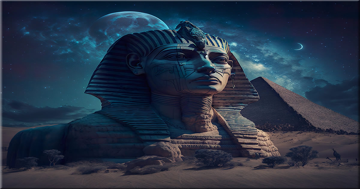 Egyptian sphinx and pyramid