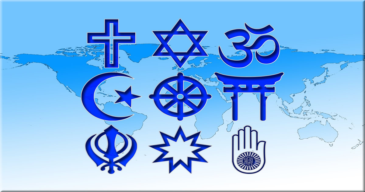 the world map and symbols of religion the fictional lack of real life